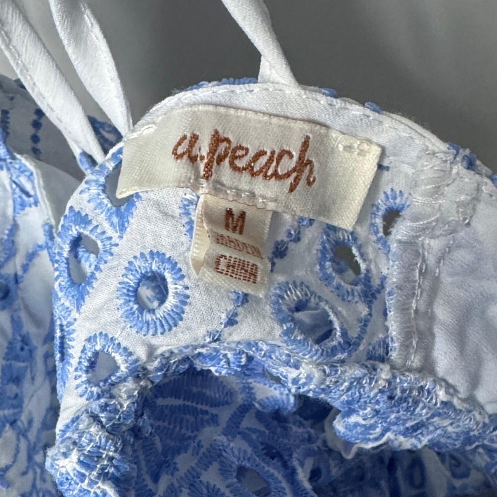 Light Blue & White Lace Romper - Women's V-Neck Jumpsuit - Picture 3 of 6